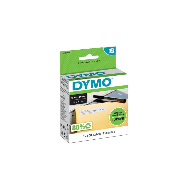 Produktbild för Etikett DYMO S0722550 19x51 mm 500/fp
