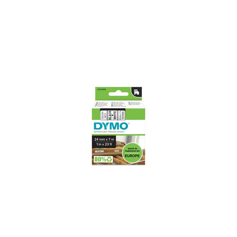 Produktbild för Tape DYMO D1 24mm svart på vit