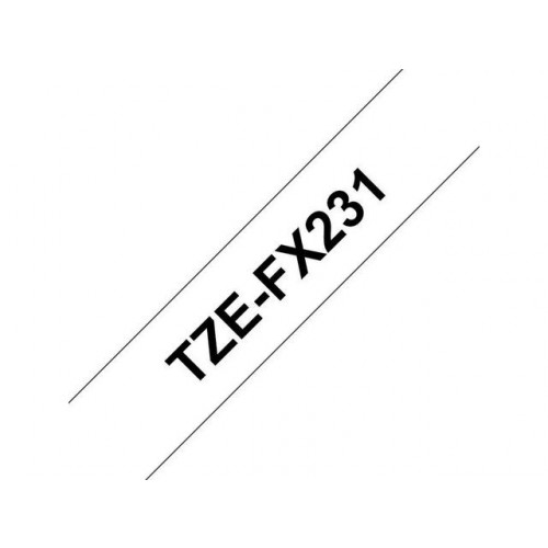 P-TOUCH Tape BROTHER TZEFX231 12mm svart på vit