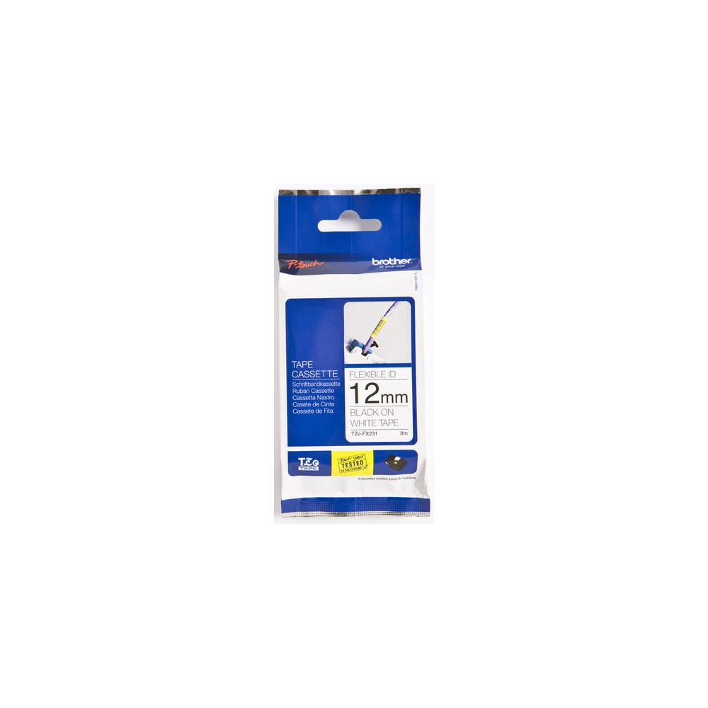 Produktbild för Tape BROTHER TZEFX231 12mm svart på vit