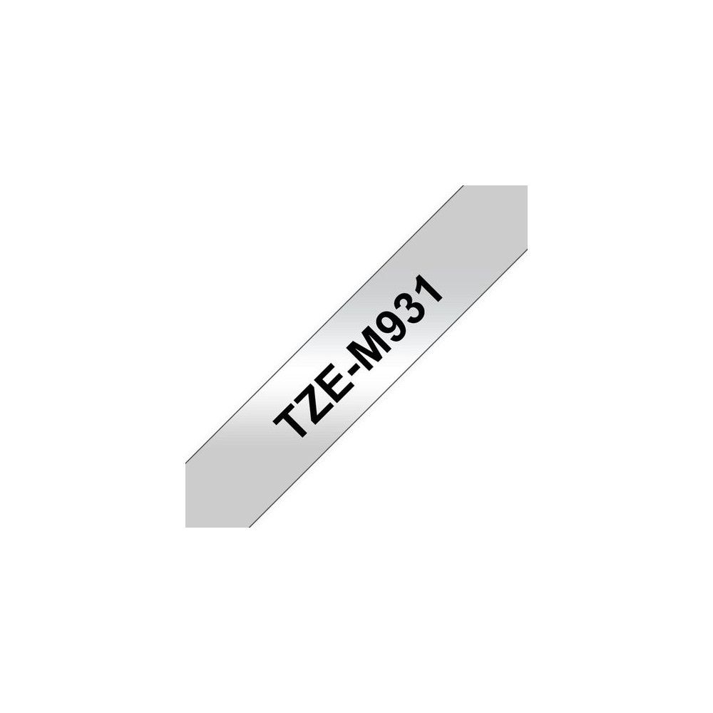 Produktbild för Tape BROTHER TZEM931 12mm sv på silver