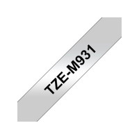 Produktbild för Tape BROTHER TZEM931 12mm sv på silver