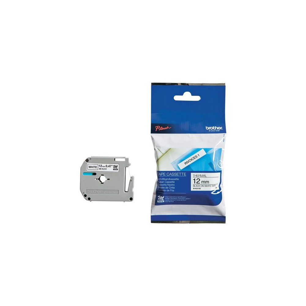 Produktbild för Tape BROTHER MK231 12mm svart på vit