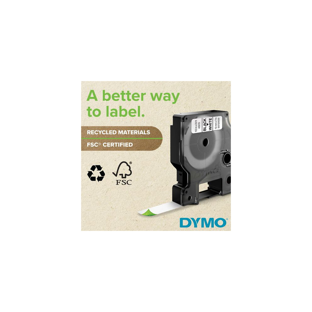 Produktbild för Tape DYMO D1 12mm svart på röd