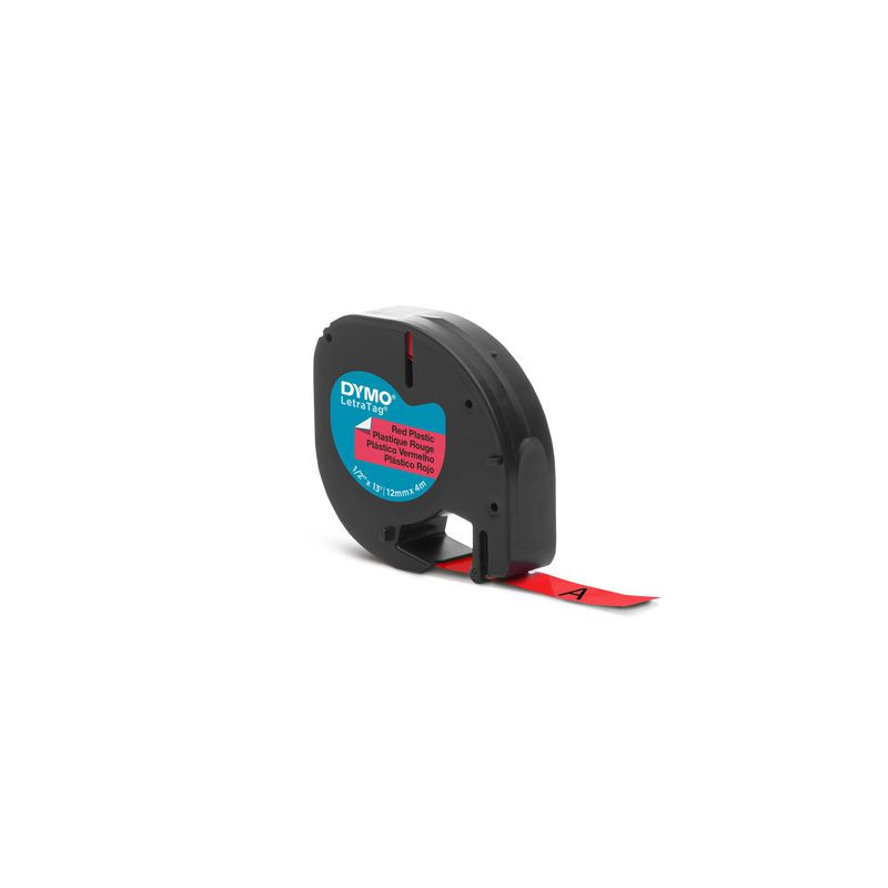 Produktbild för Tape LetraTAG plast 12mm svart på röd