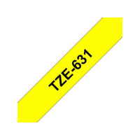 Produktbild för Tape BROTHER TZE631 12mm svart på gul