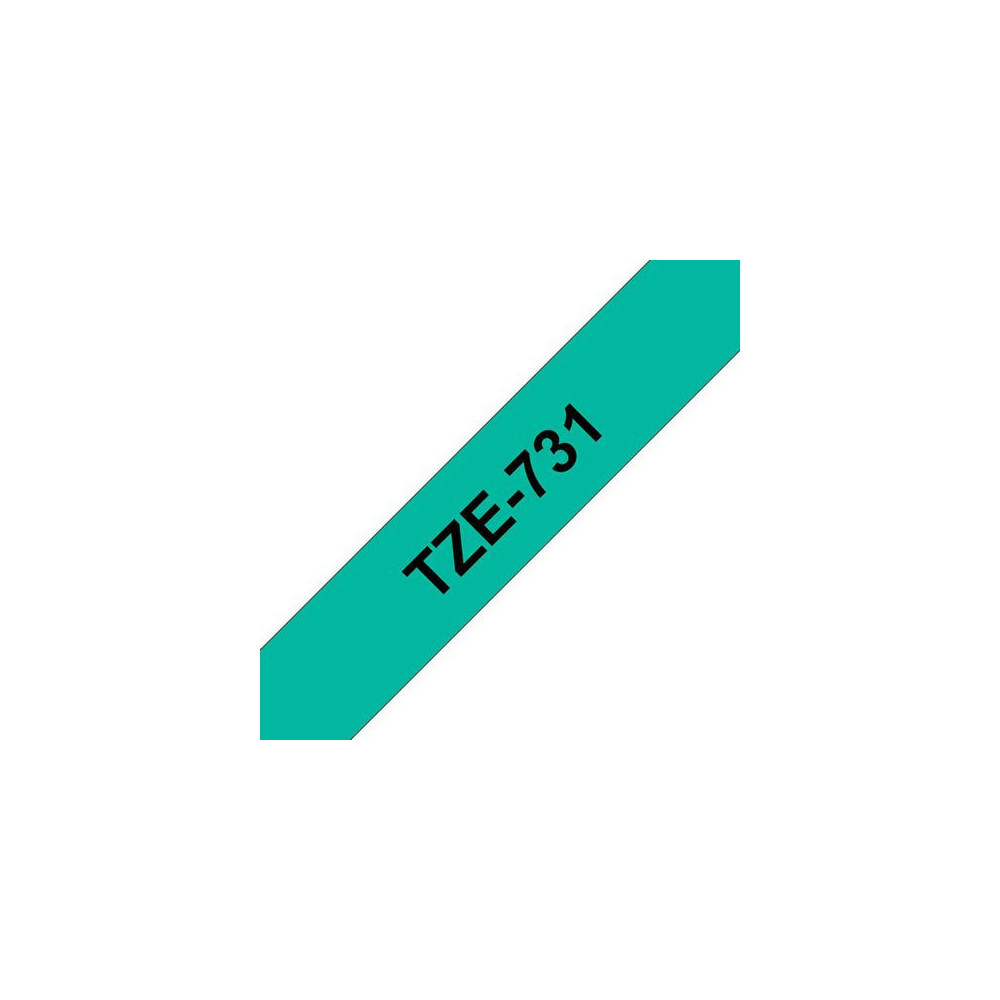 Produktbild för Tape BROTHER TZE731 12mm svart på grön