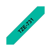 Produktbild för Tape BROTHER TZE731 12mm svart på grön
