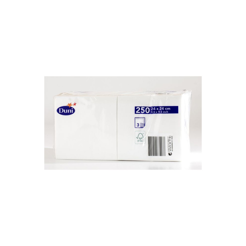 Produktbild för Servett 3-lags 24x24cm vit 250/fp