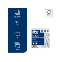 Produktbild för Servett TORK LinStyle Middag vit 50/fp