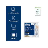 Produktbild för Servett TORK LinStyle Middag vit 50/fp