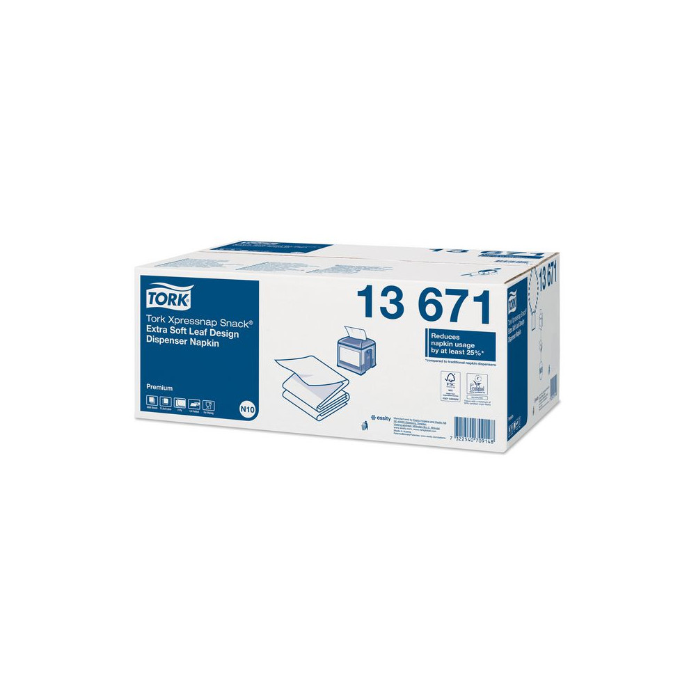 Produktbild för Servett TORK Pre N10 2-lags vit 500/fp