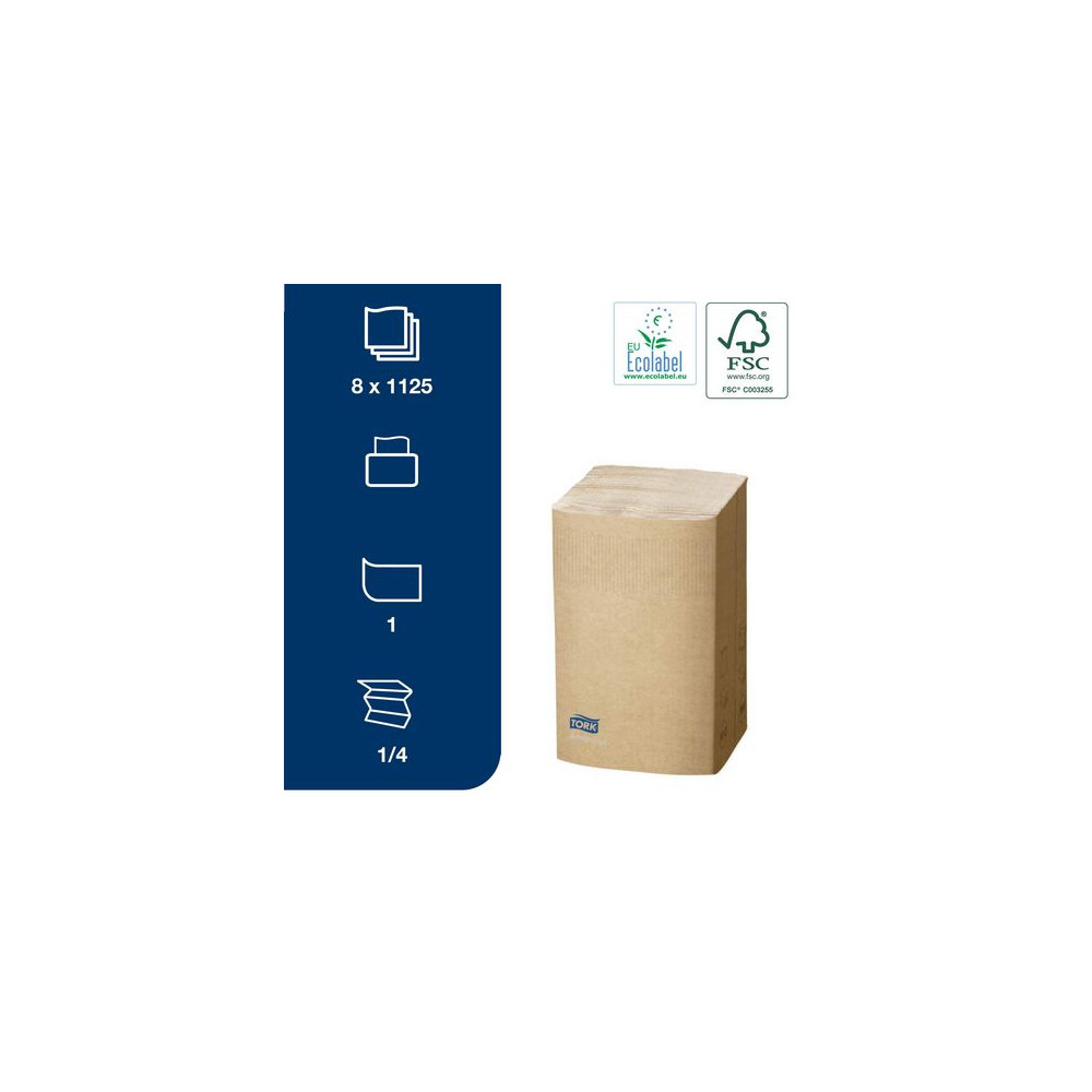 Produktbild för Servett TORK Adv N4 1-lag natur 1125/fp