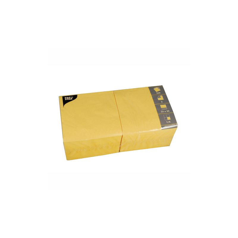 Produktbild för Servett 3-lags 33x33cm gul 250/fp