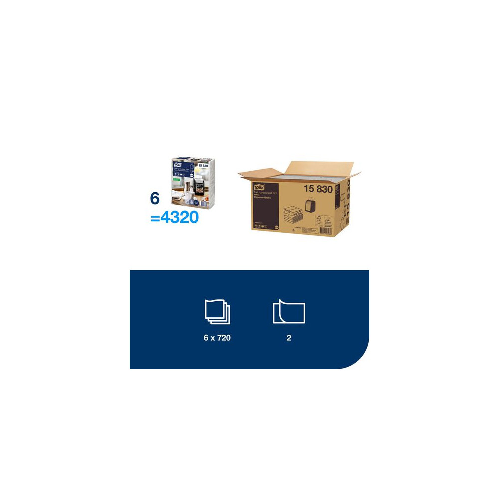 Produktbild för Servett TORK Xpressnap N14 vit 720/fp