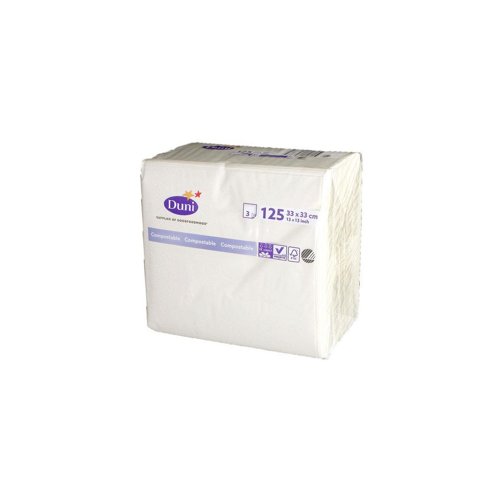 Produktbild för Servett 3-lags 33x33cm vit 125/fp