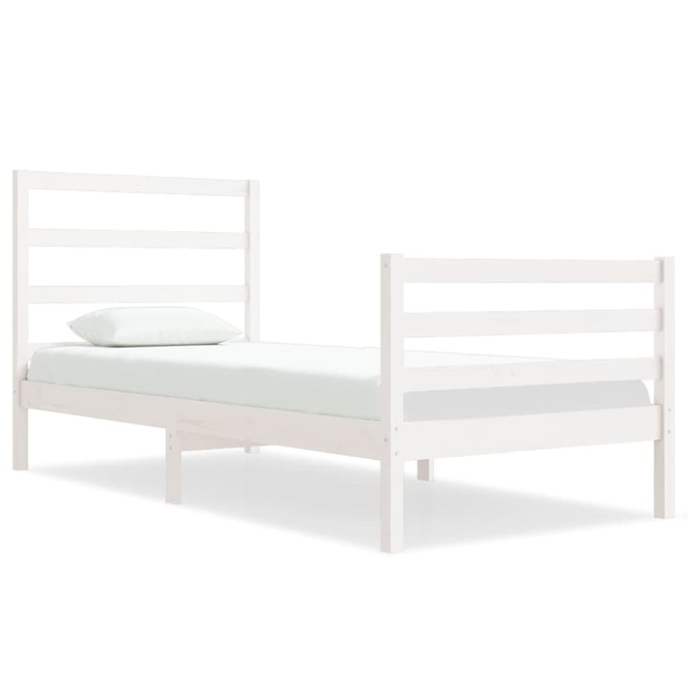 Produktbild för Sängram vit massiv furu 90x190 cm