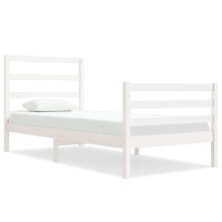 Produktbild för Sängram vit massiv furu 90x190 cm