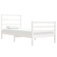 Produktbild för Sängram vit massiv furu 90x190 cm