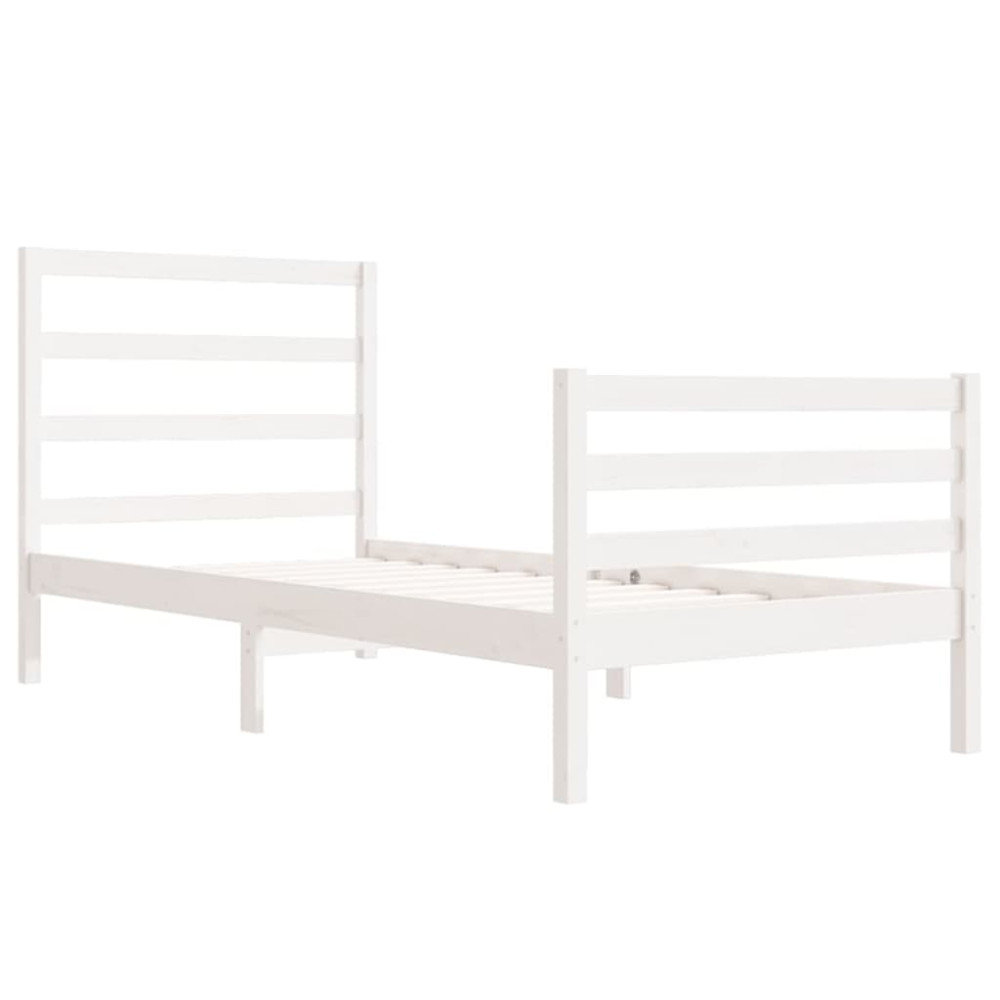 Produktbild för Sängram vit massiv furu 90x190 cm