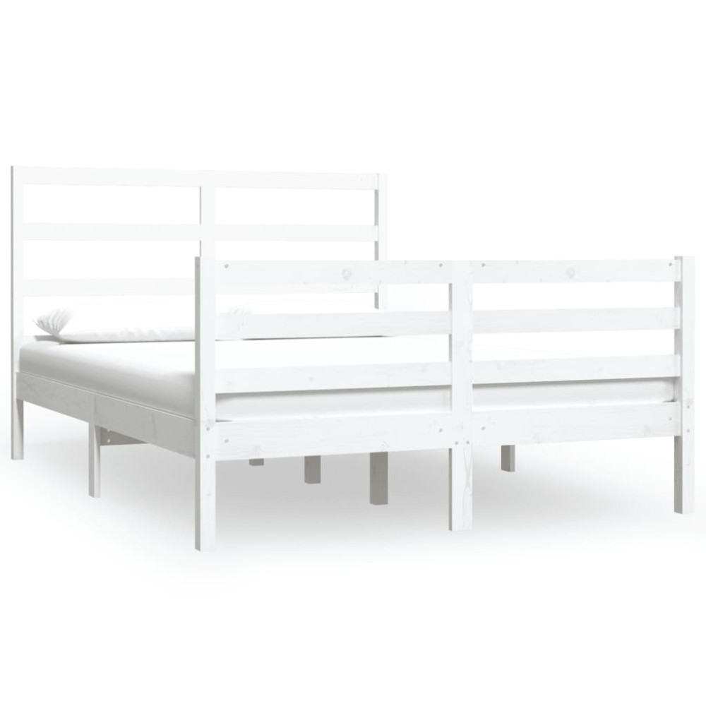 Produktbild för Sängram vit massiv furu 120x190 cm