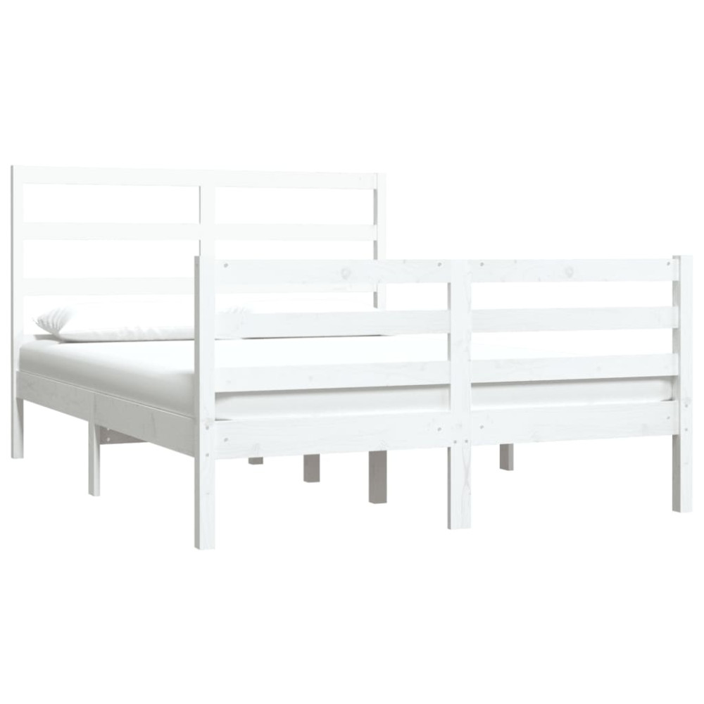 Produktbild för Sängram vit massiv furu 120x190 cm