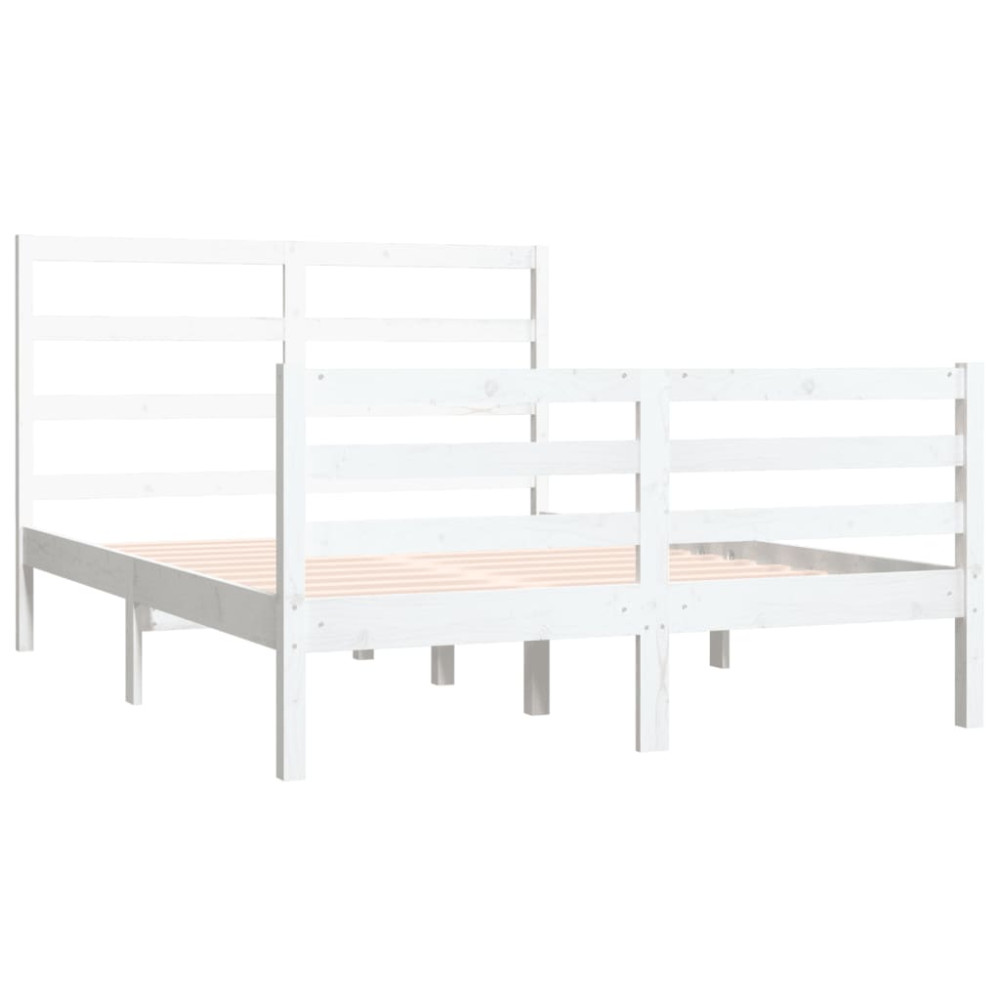 Produktbild för Sängram vit massiv furu 120x190 cm