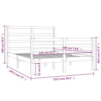 Produktbild för Sängram vit massiv furu 120x190 cm