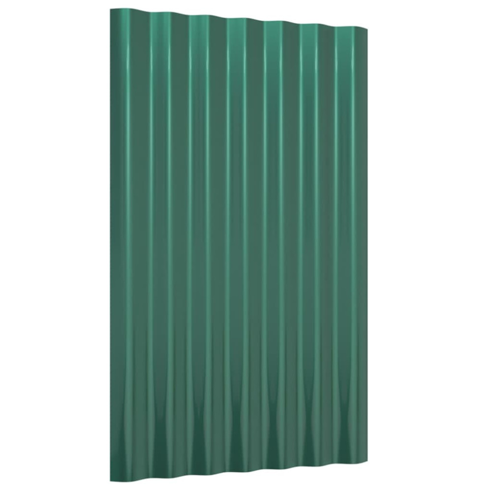 Produktbild för Takplåt 12 st galvaniserat stål grön 60x36 cm
