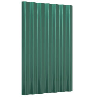 Produktbild för Takplåt 12 st galvaniserat stål grön 60x36 cm
