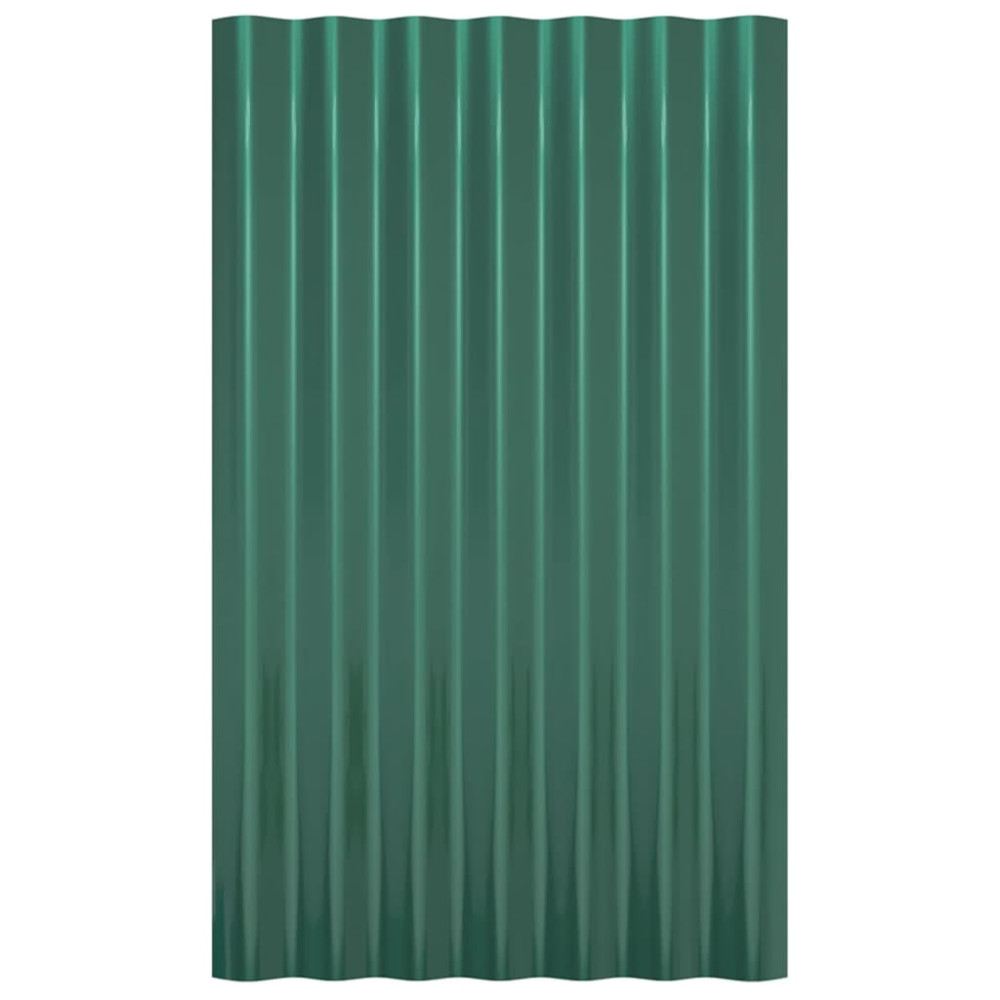 Produktbild för Takplåt 12 st galvaniserat stål grön 60x36 cm