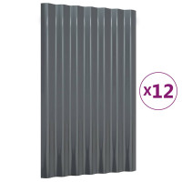 Produktbild för Takplåt 12 st galvaniserat stål antracit 60x36 cm