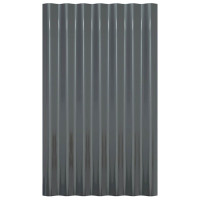 Produktbild för Takplåt 12 st galvaniserat stål antracit 60x36 cm