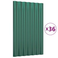 Produktbild för Takplåt 36 st galvaniserat stål grön 60x36 cm