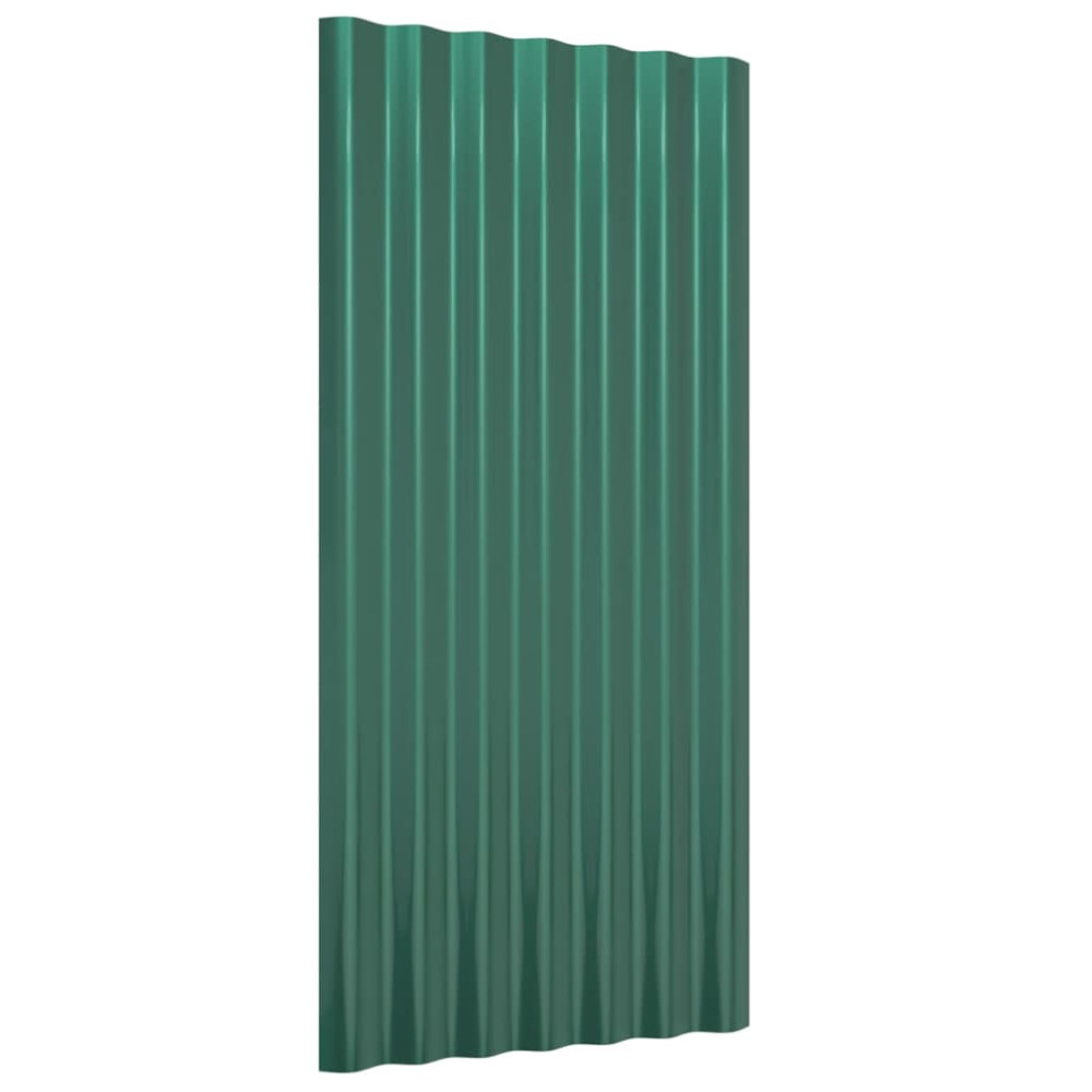 Produktbild för Takplåt 12 st galvaniserat stål grön 80x36 cm