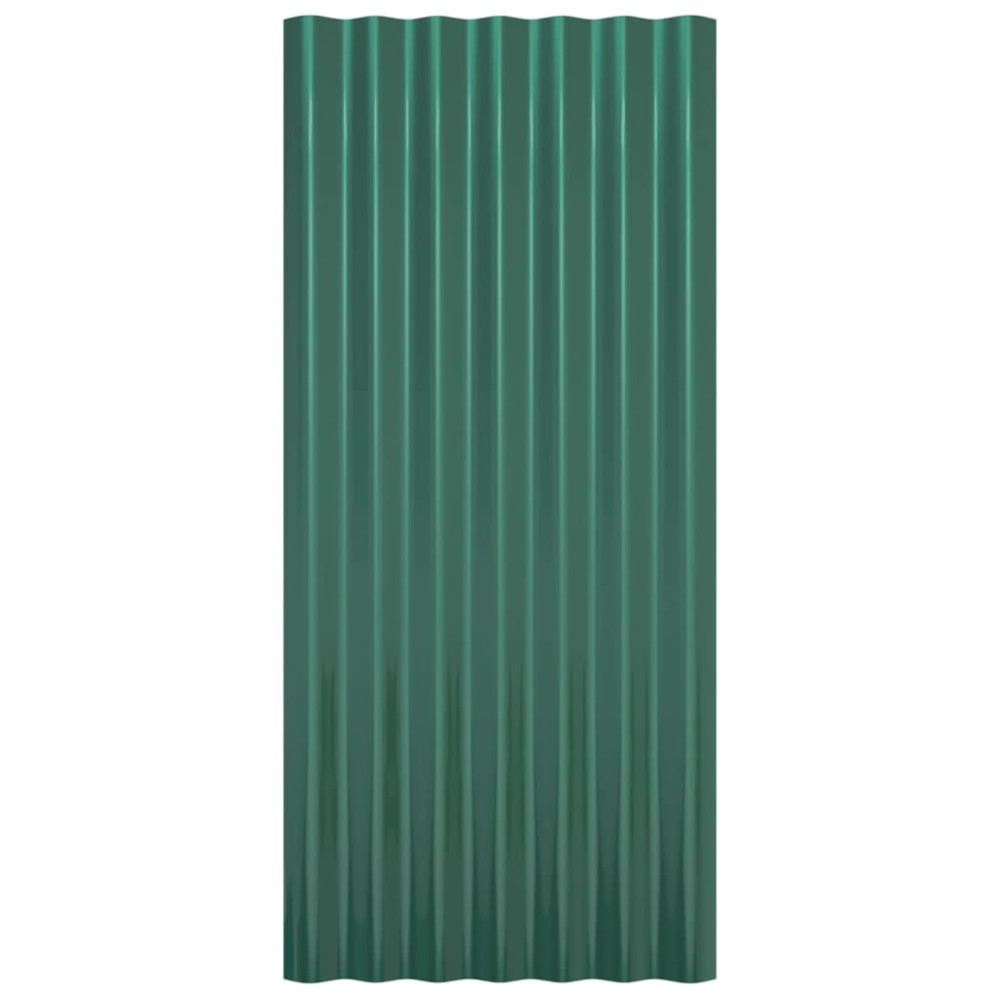 Produktbild för Takplåt 12 st galvaniserat stål grön 80x36 cm