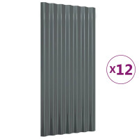Produktbild för Takplåt 12 st galvaniserat stål antracit 80x36 cm