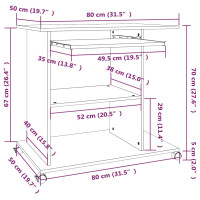 Produktbild för Datorbord rökfärgad ek 80x50x75 cm konstruerat trä