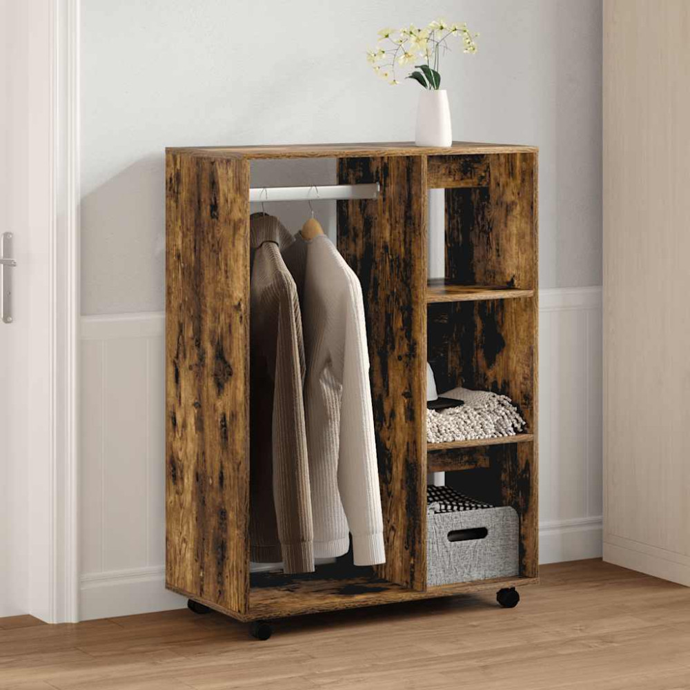 Produktbild för Garderob rökfärgad ek 80x40x110 cm konstruerat trä