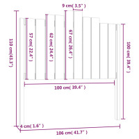 Produktbild för Sänggavel svart 106x4x110 cm massiv furu