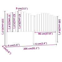 Produktbild för Sänggavel svart 206x4x110 cm massiv furu