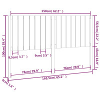 Produktbild för Sänggavel vit 165,5x4x100 cm massiv furu