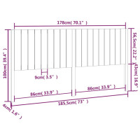 Produktbild för Sänggavel vit 185,5x4x100 cm massiv furu