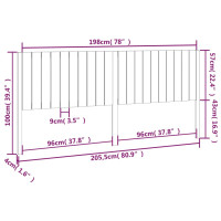 Produktbild för Sänggavel vit 205,5x4x100 cm massiv furu