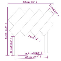 Produktbild för Sänggavel grå 92x3x81 cm massiv furu