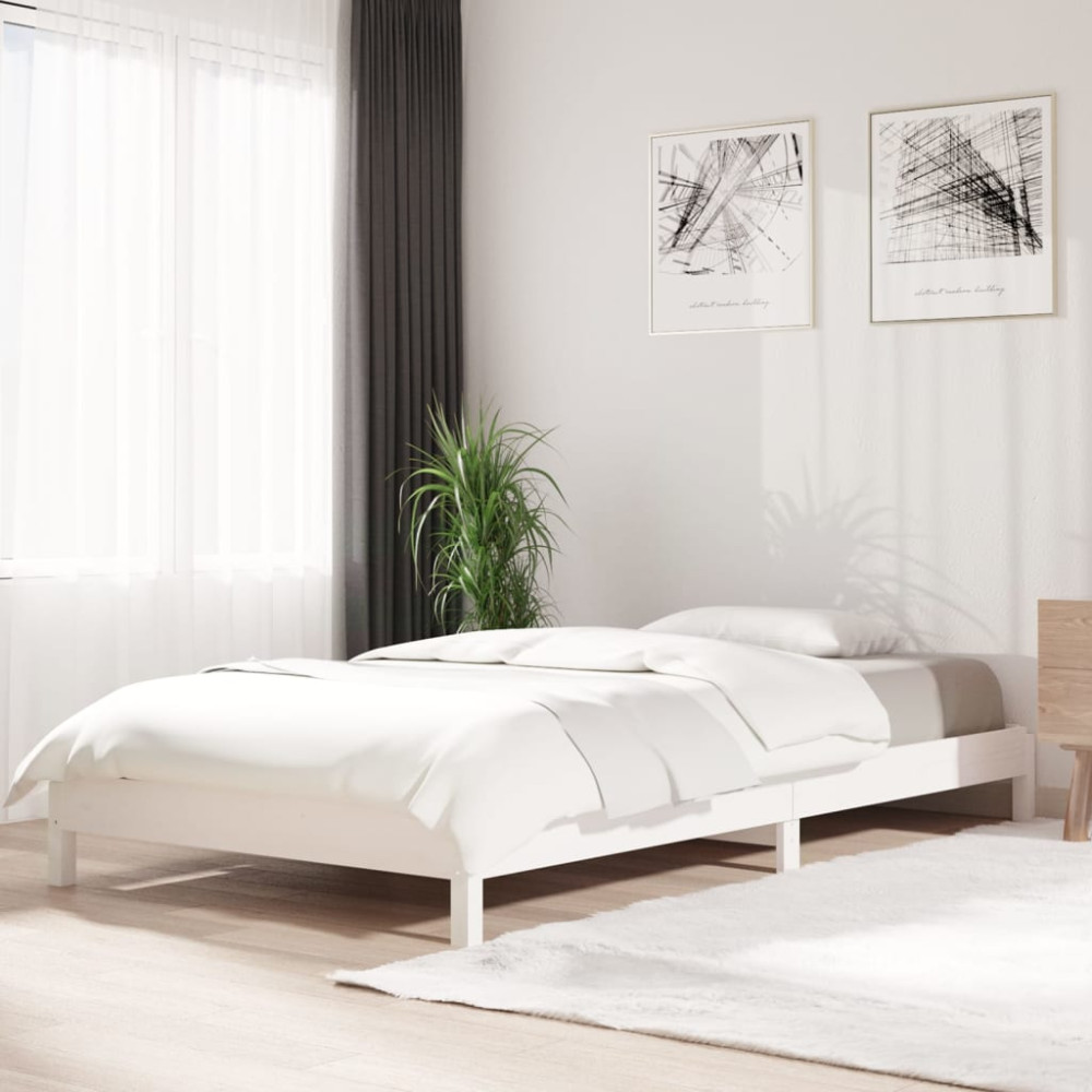 Produktbild för Stapelbar säng vit 100x200 cm massivt furuträ