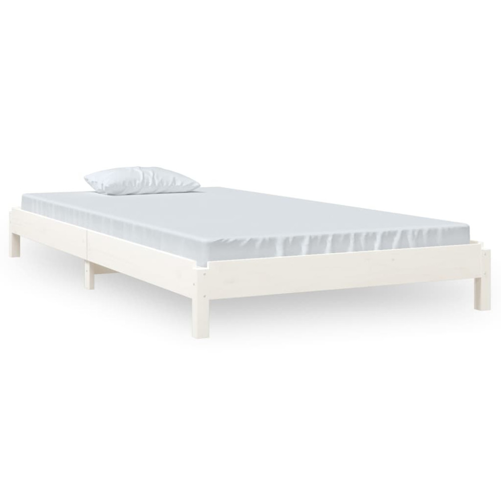 Produktbild för Stapelbar säng vit 100x200 cm massivt furuträ