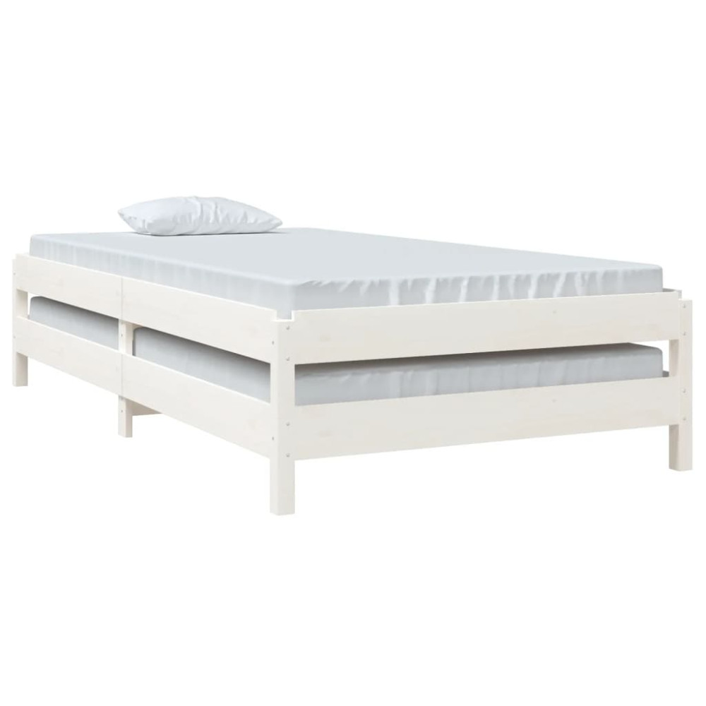 Produktbild för Stapelbar säng vit 100x200 cm massivt furuträ
