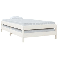 Produktbild för Stapelbar säng vit 100x200 cm massivt furuträ