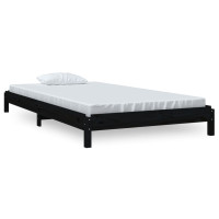 Produktbild för Stapelbar säng svart 90x200 cm massivt furuträ